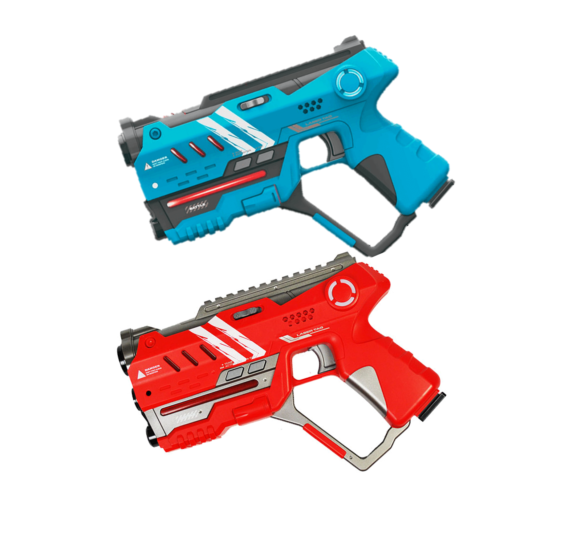 Kleine lasergame geweren rood en blauw